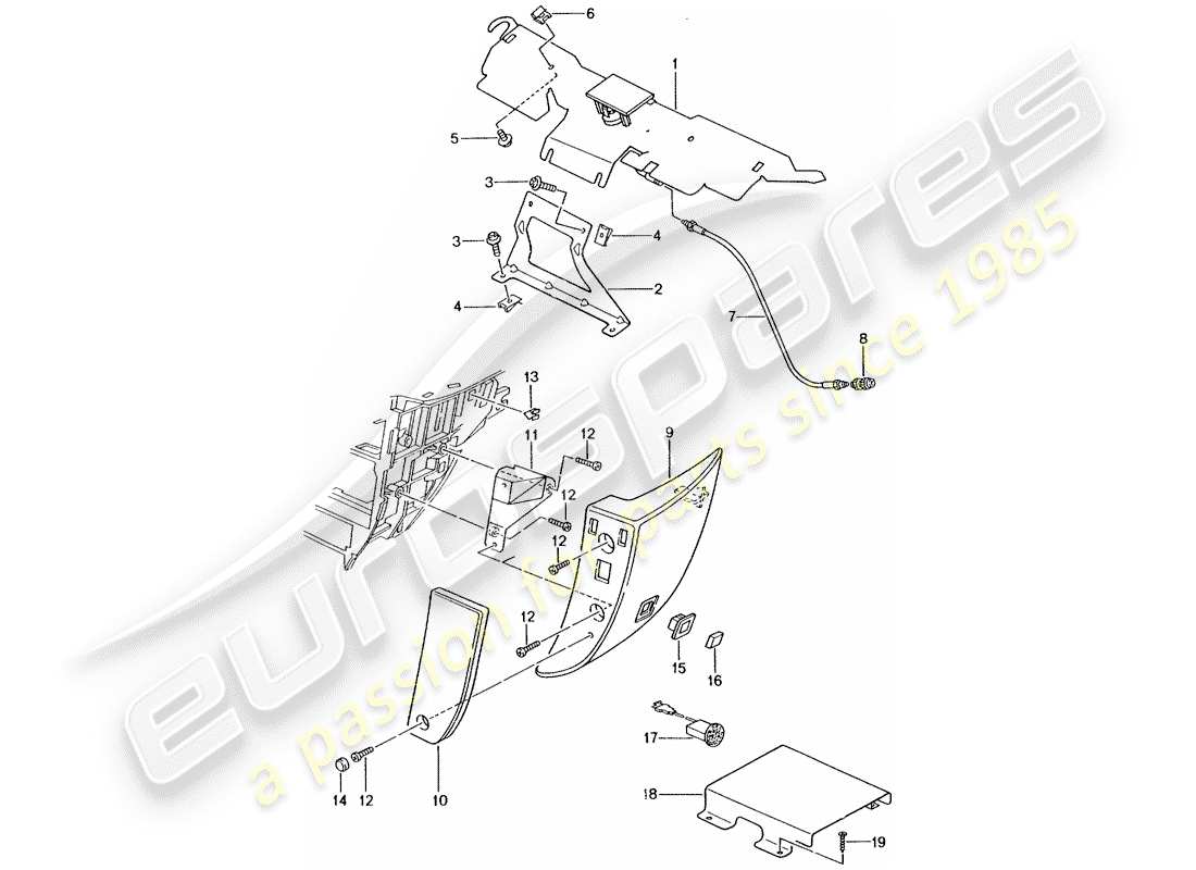 porsche 996 t/gt2 (2002) phone preparation part diagram