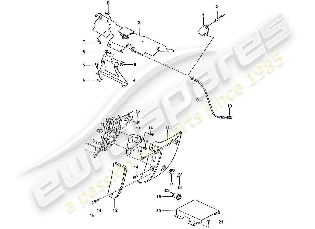 porsche boxster 986 (2002) phone preparation part diagram