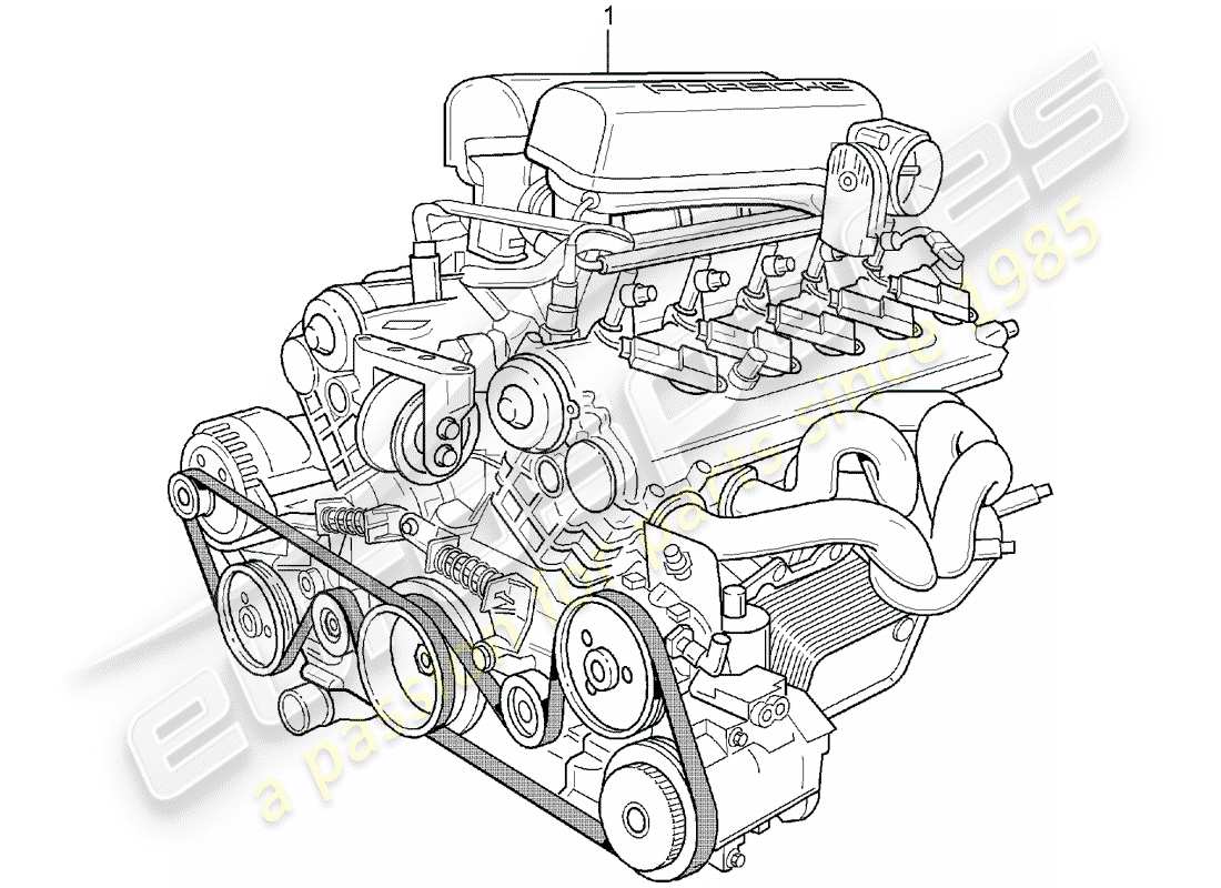 porsche carrera gt (2006) replacement engine - not ready for installation part diagram