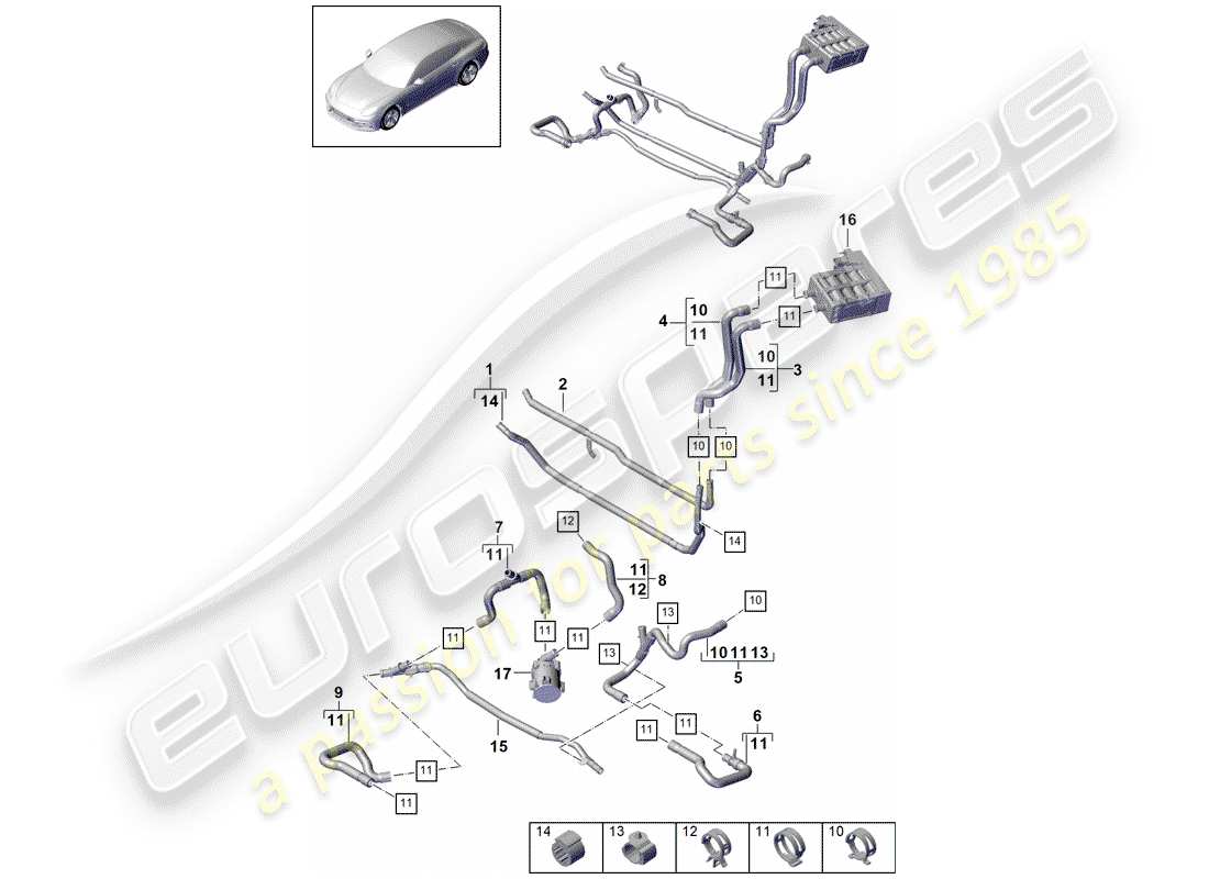 porsche panamera 971 (2019) heater parts diagram