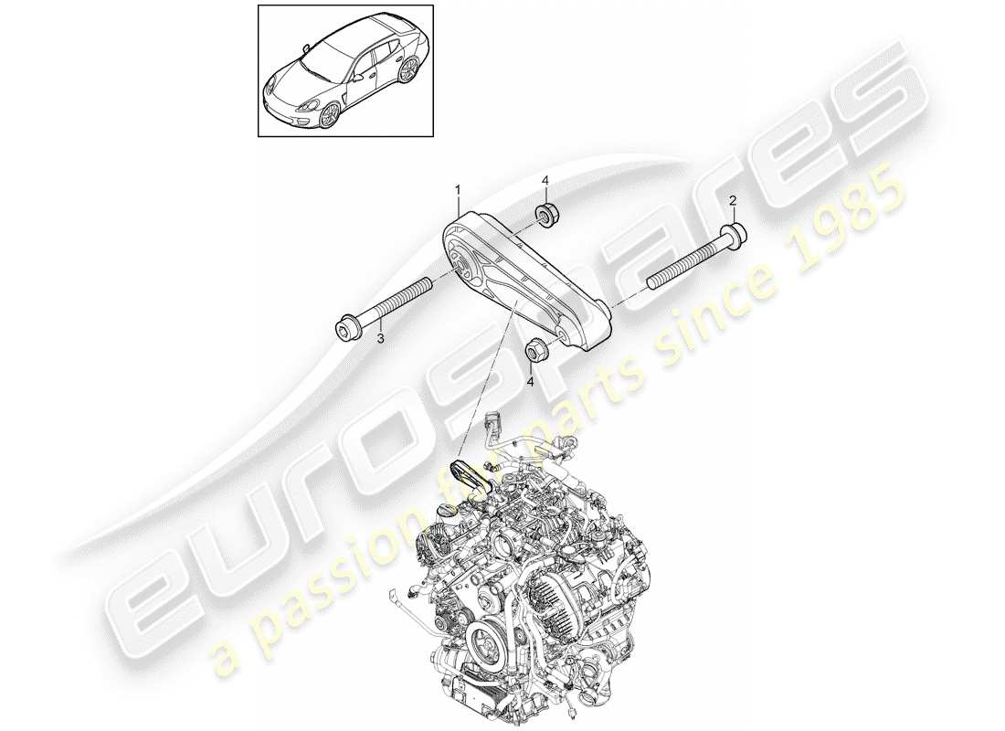 porsche panamera 970 (2016) engine suspension part diagram