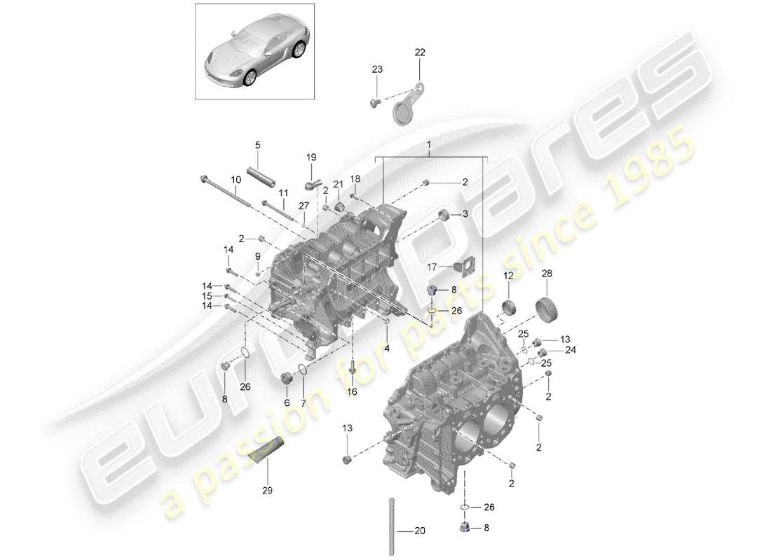 porsche 718 cayman (2018) crankcase parts diagram