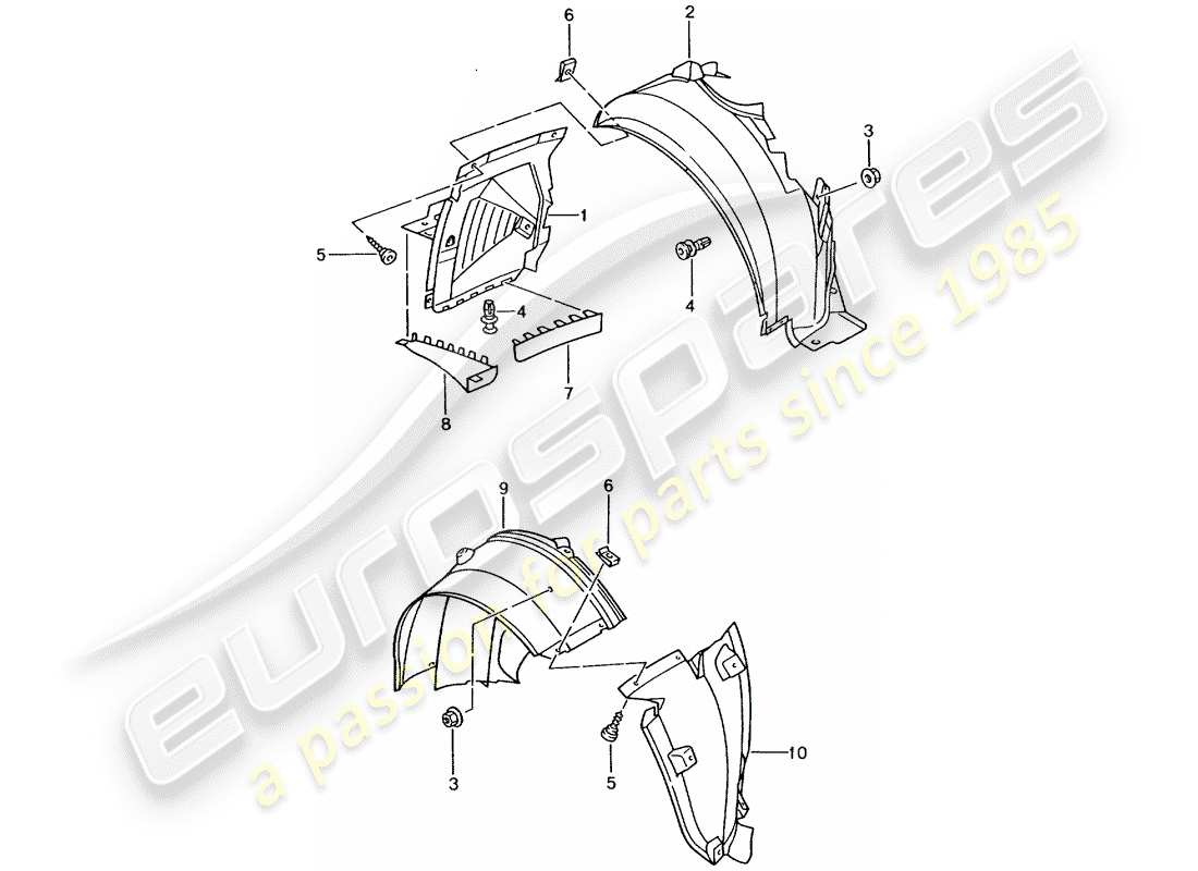 porsche 996 t/gt2 (2002) trims - for - wheel housing part diagram