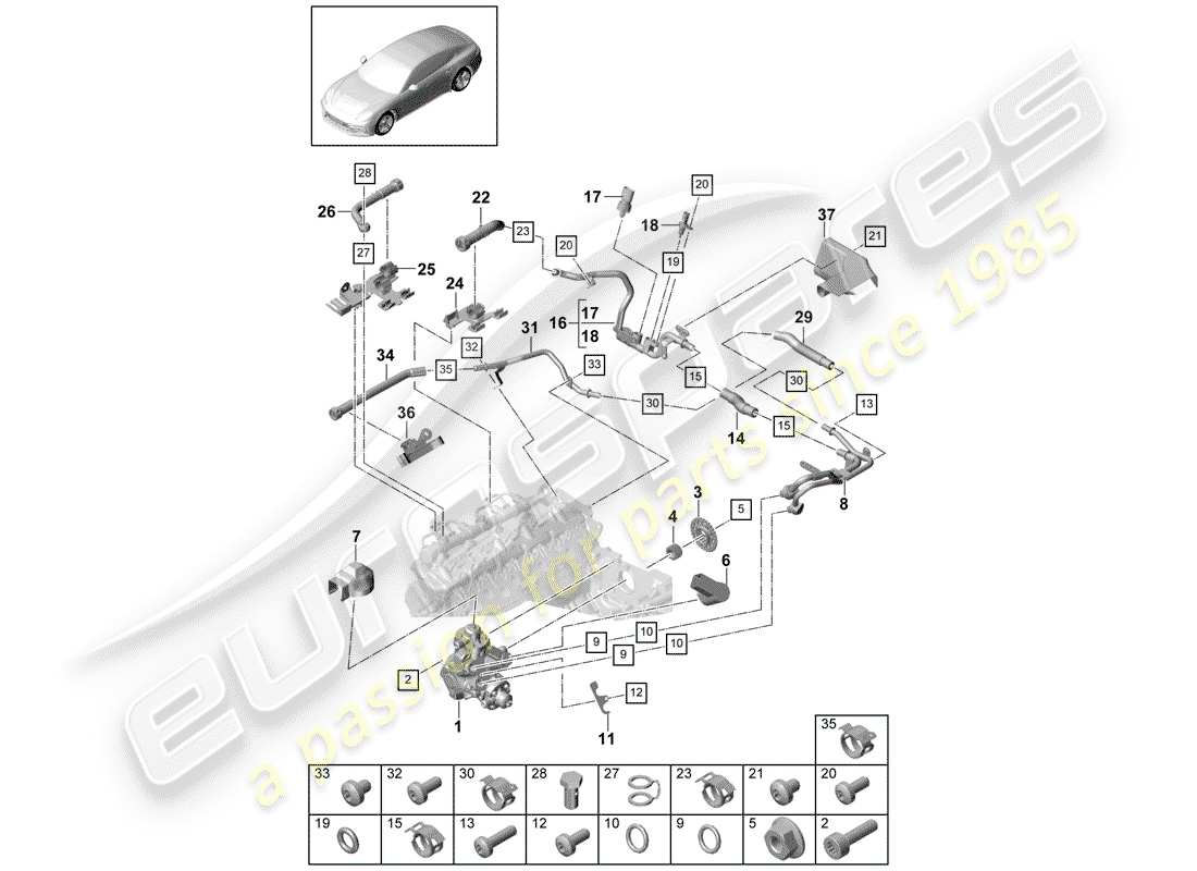 porsche panamera 971 (2019) high pressure pump parts diagram