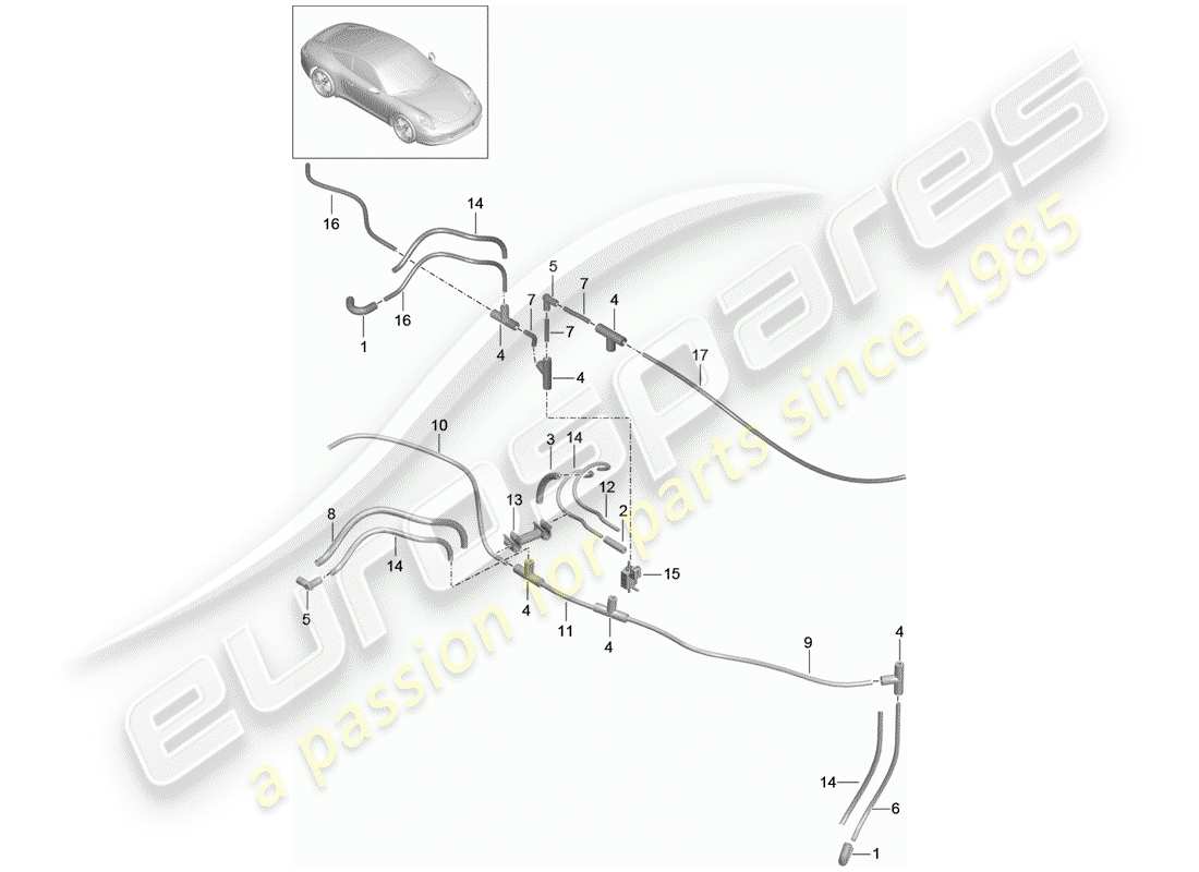 porsche 991 (2013) vacuum system part diagram