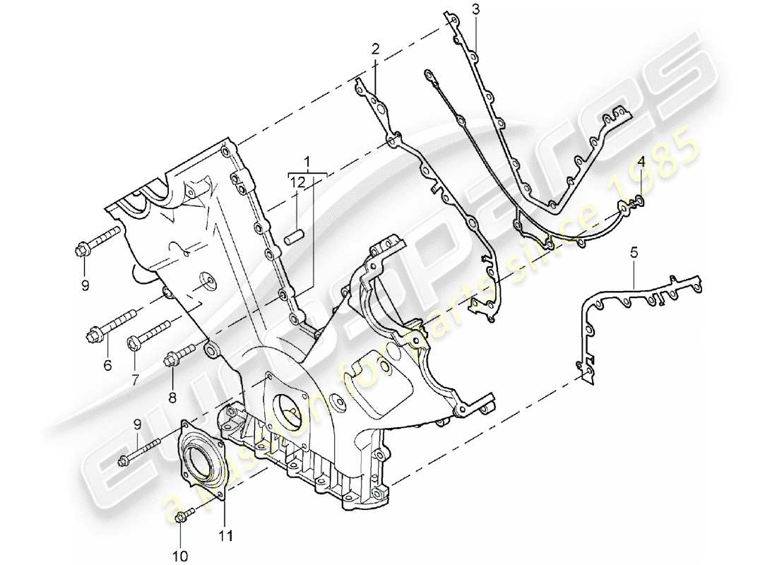 porsche cayenne (2006) cover for timing chain part diagram