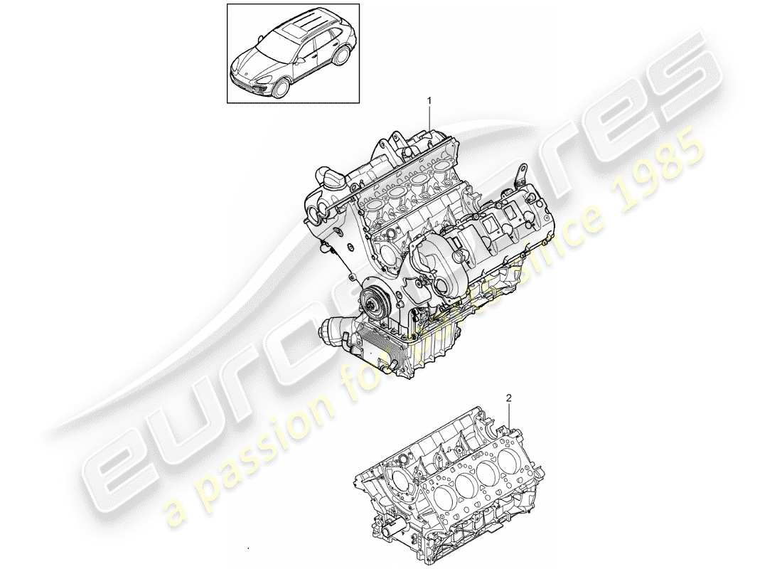 porsche cayenne (2008) long block part diagram