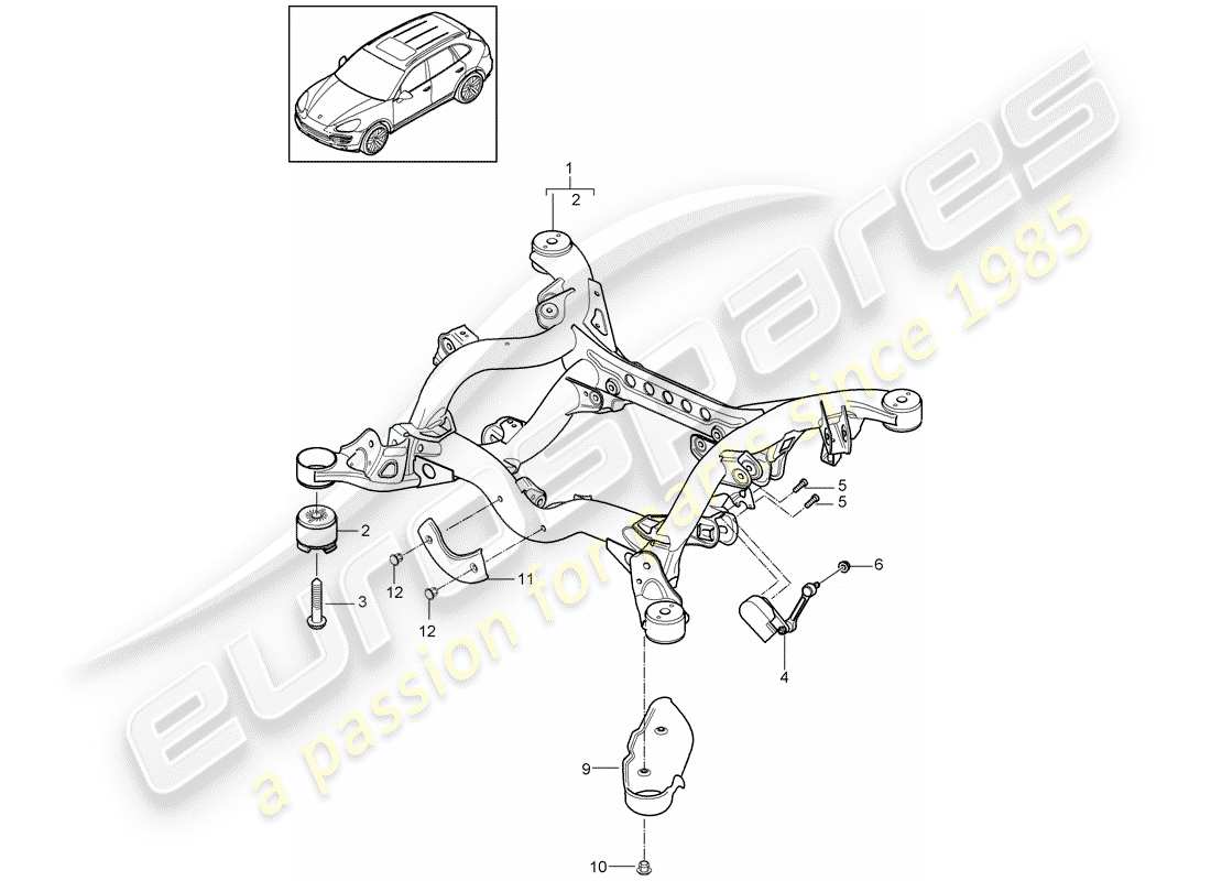 porsche cayenne e2 (2016) rear axle part diagram