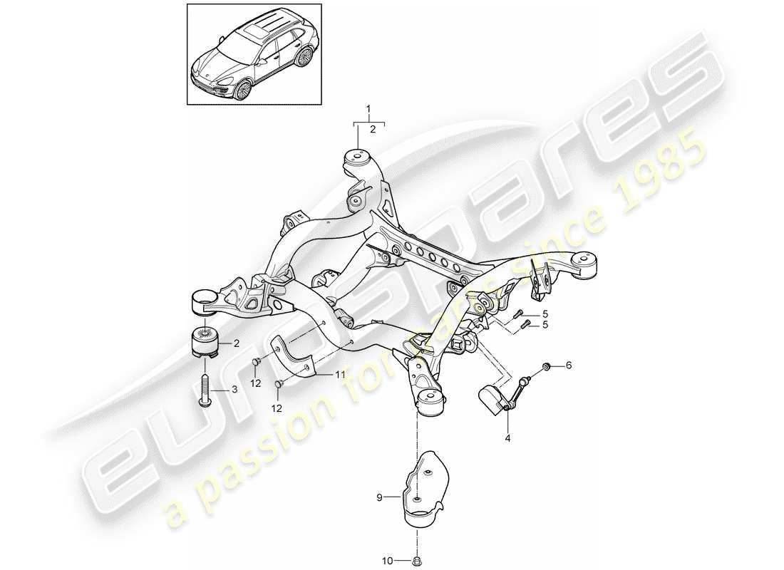 porsche cayenne e2 (2018) rear axle part diagram