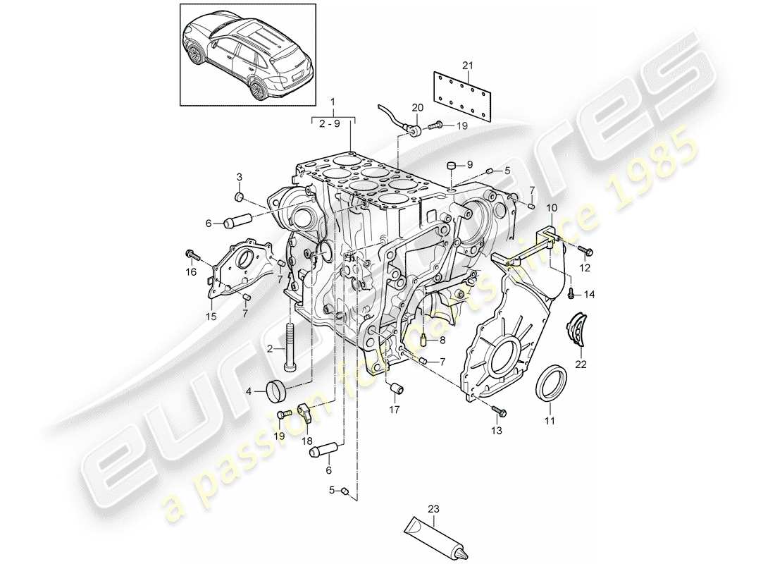 porsche cayenne e2 (2018) crankcase part diagram