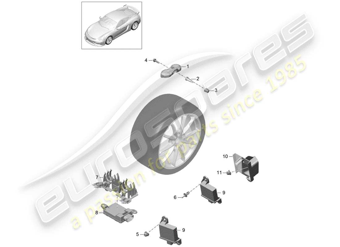 porsche 2016 tire pressure control system part diagram