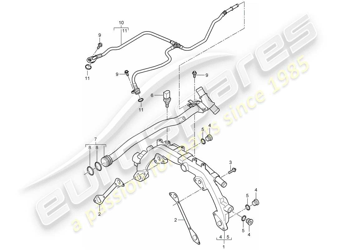 porsche cayenne (2009) water cooling 1 part diagram