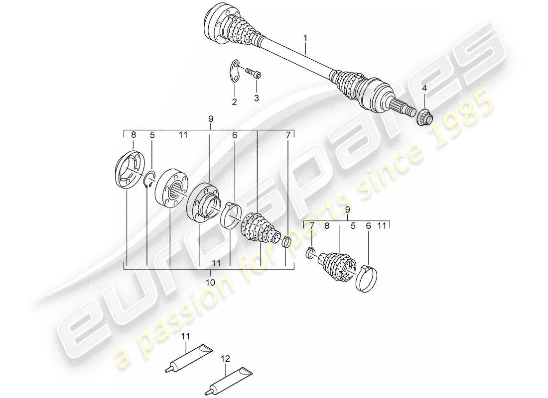 porsche cayenne (2009) drive shaft part diagram