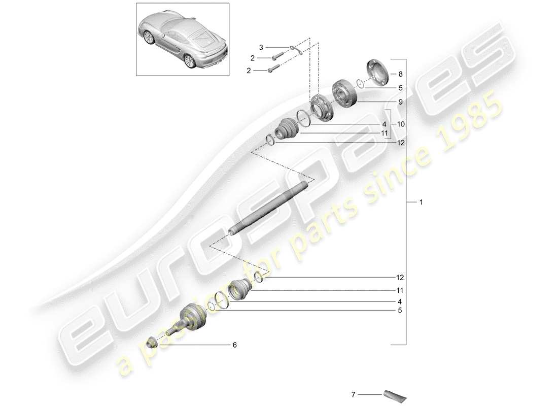 porsche 2016 drive shaft part diagram