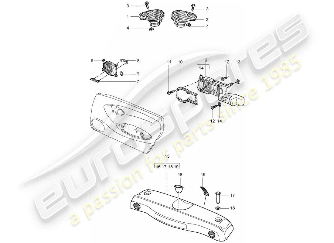 porsche boxster 986 (1997) loudspeaker - d - mj 2002>> part diagram