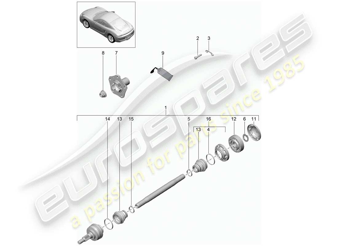 porsche cayman 981 (2014) drive shaft parts diagram