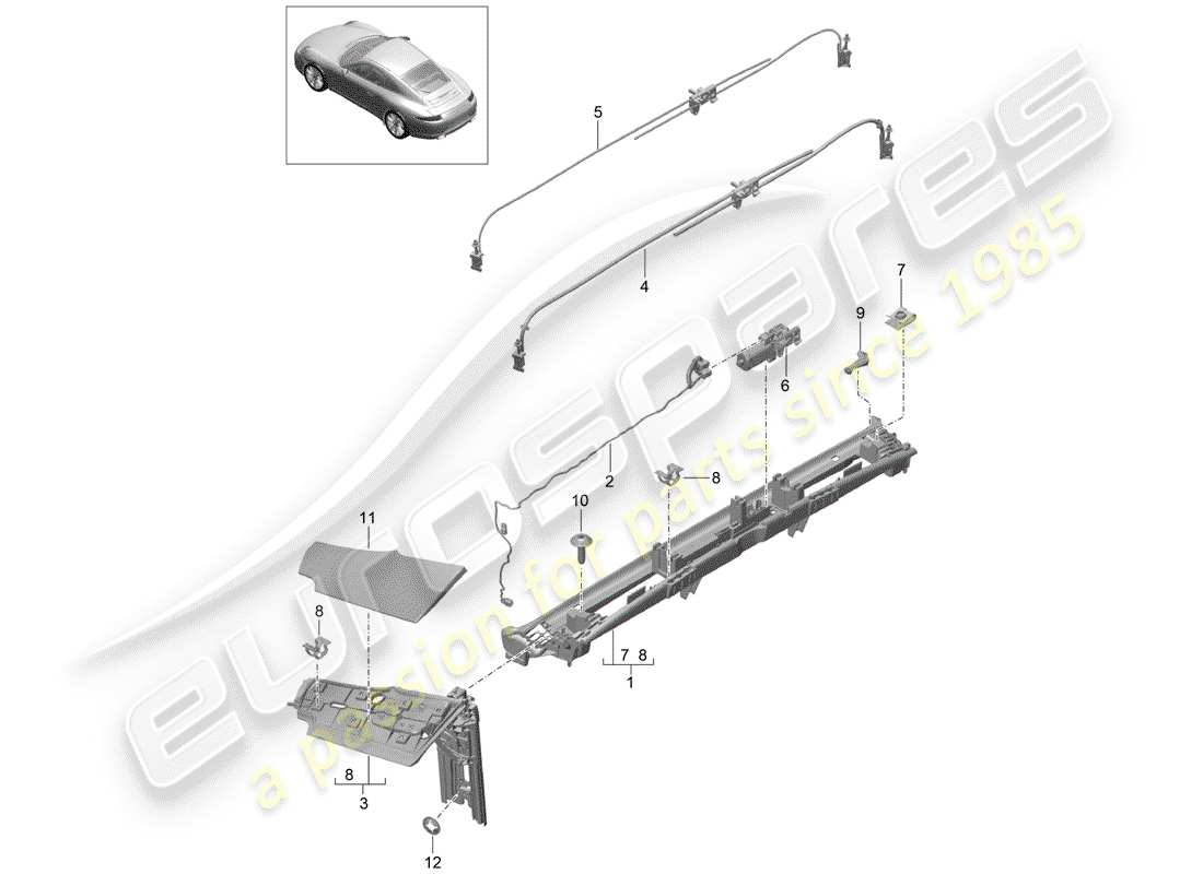 porsche 991 (2012) flap part diagram