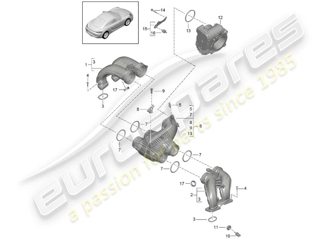 porsche 718 cayman (2020) intake air distributor parts diagram