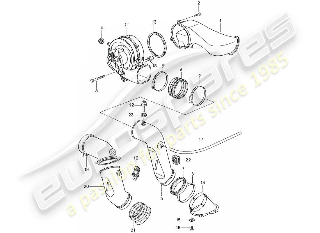 porsche 993 (1996) additional blower part diagram