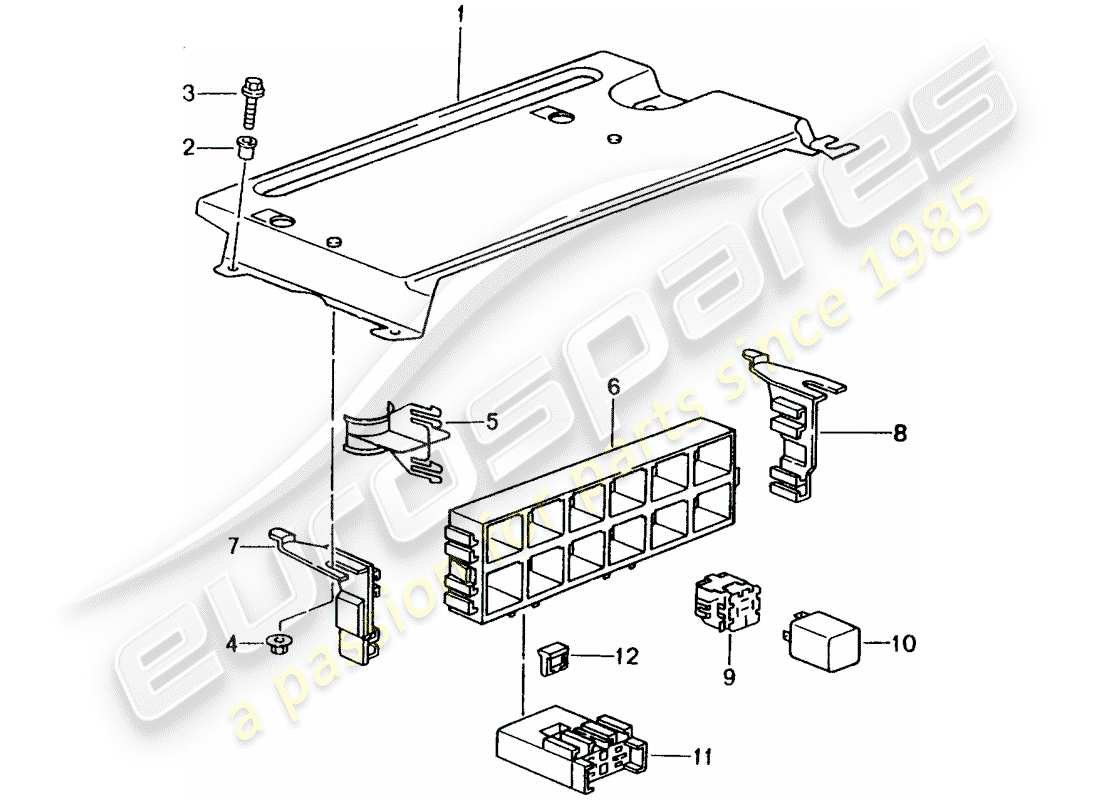 porsche 996 (2004) fuse box/relay plate - rear end parts diagram