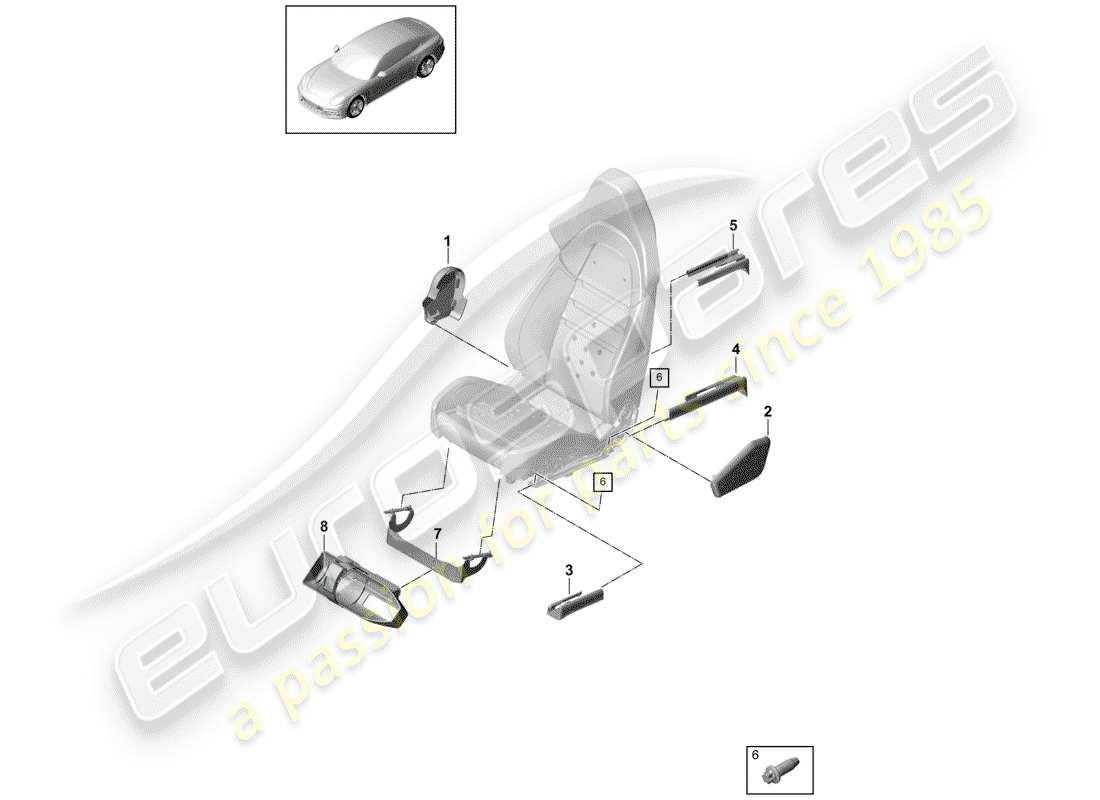 porsche panamera 971 (2019) seat parts diagram