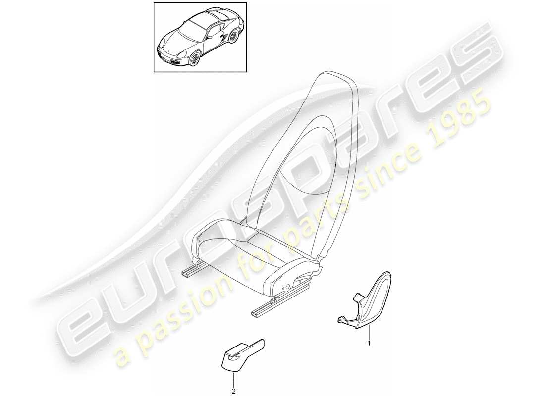 porsche cayman 987 (2009) front seat parts diagram