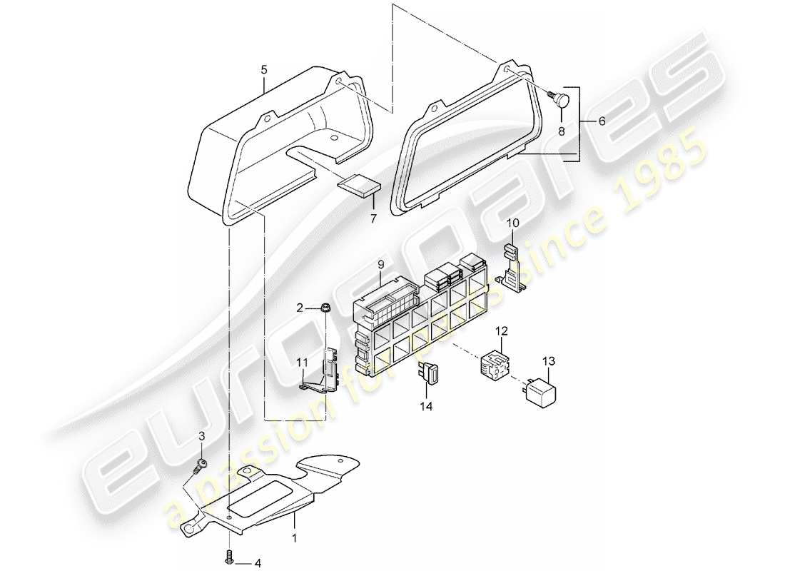 porsche carrera gt (2006) fuse box/relay plate - rear end part diagram