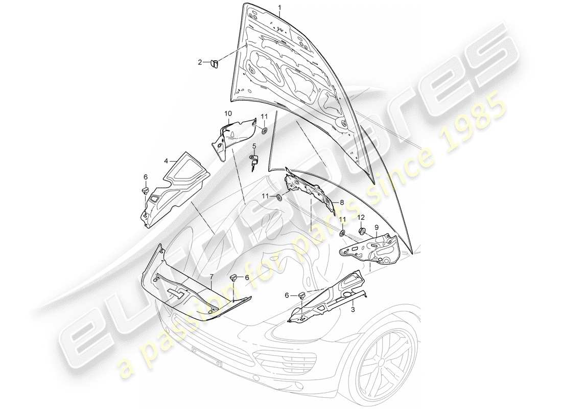 porsche cayenne e2 (2013) sound absorber part diagram