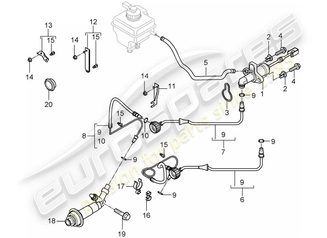 porsche cayenne (2008) hydraulic clutch part diagram