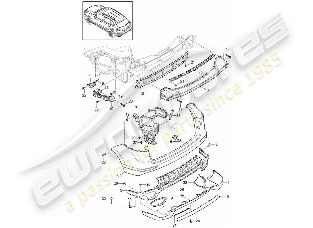 porsche cayenne e2 (2018) lining part diagram