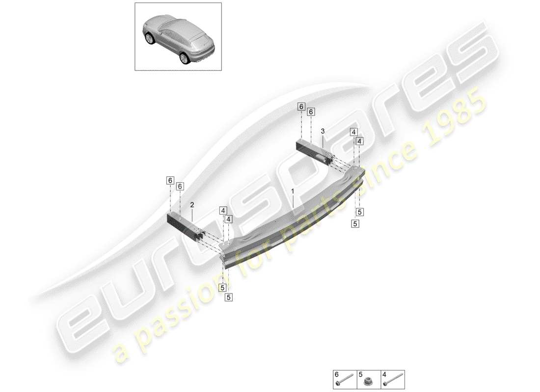 porsche macan (2020) bumper bracket part diagram