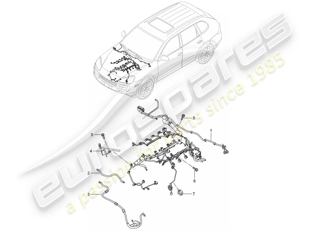 porsche cayenne (2009) wiring harnesses part diagram