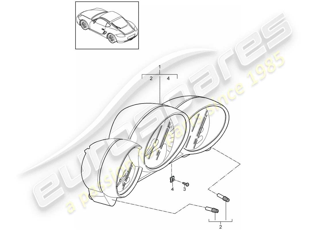 porsche cayman 987 (2010) instruments parts diagram