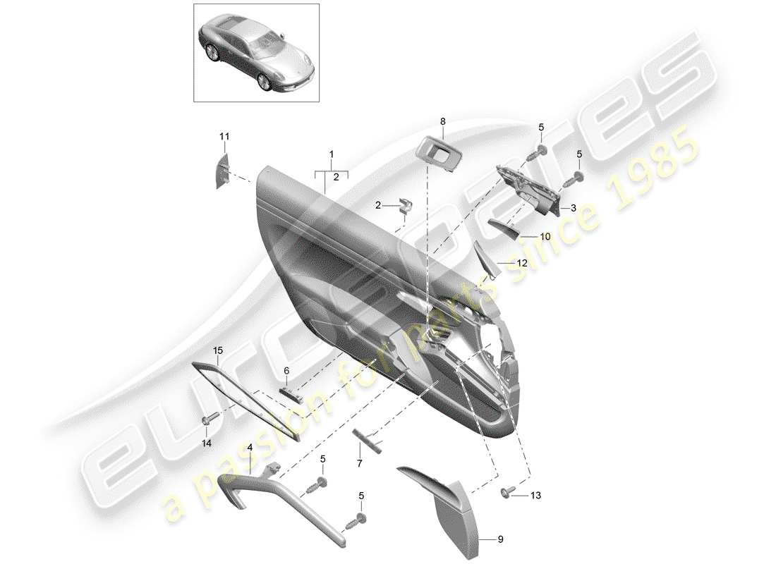 porsche 991 (2013) door trim panel (leatherette) part diagram