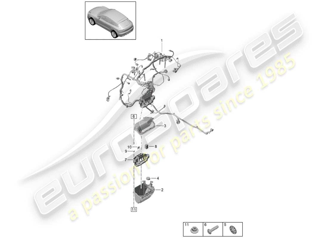 porsche macan (2020) harness part diagram