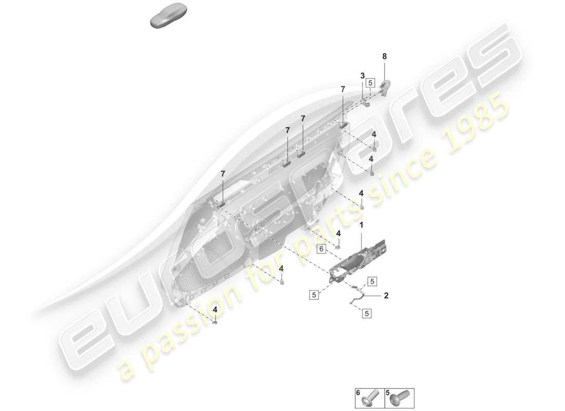 porsche 992 (2020) door panel part diagram