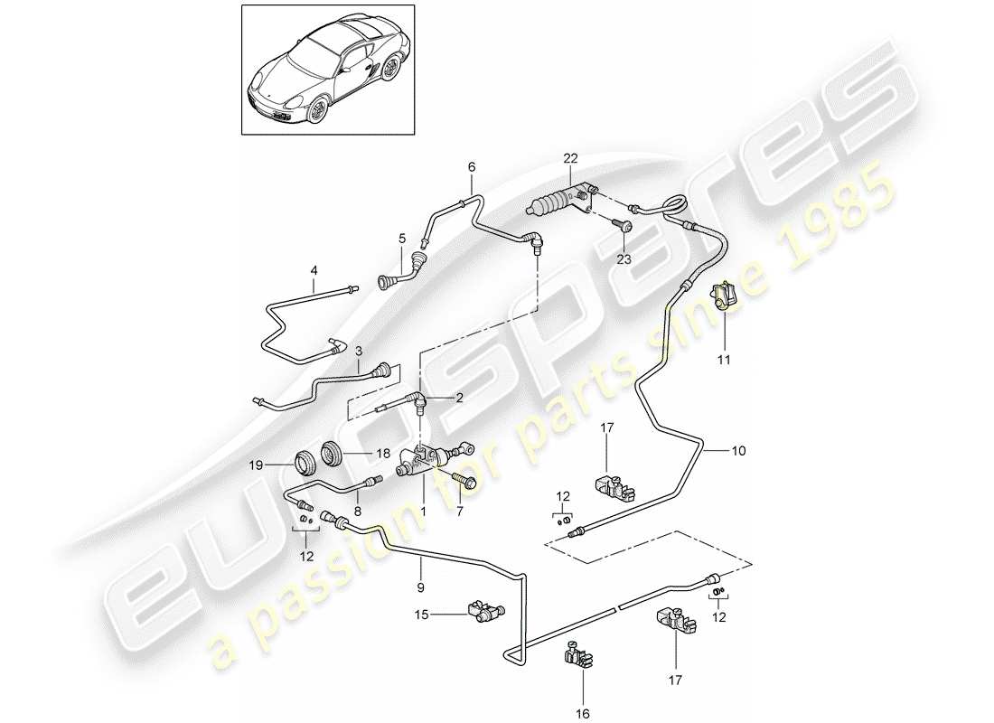 porsche cayman 987 (2009) hydraulic clutch parts diagram