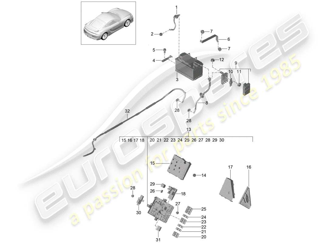 porsche 2016 battery part diagram