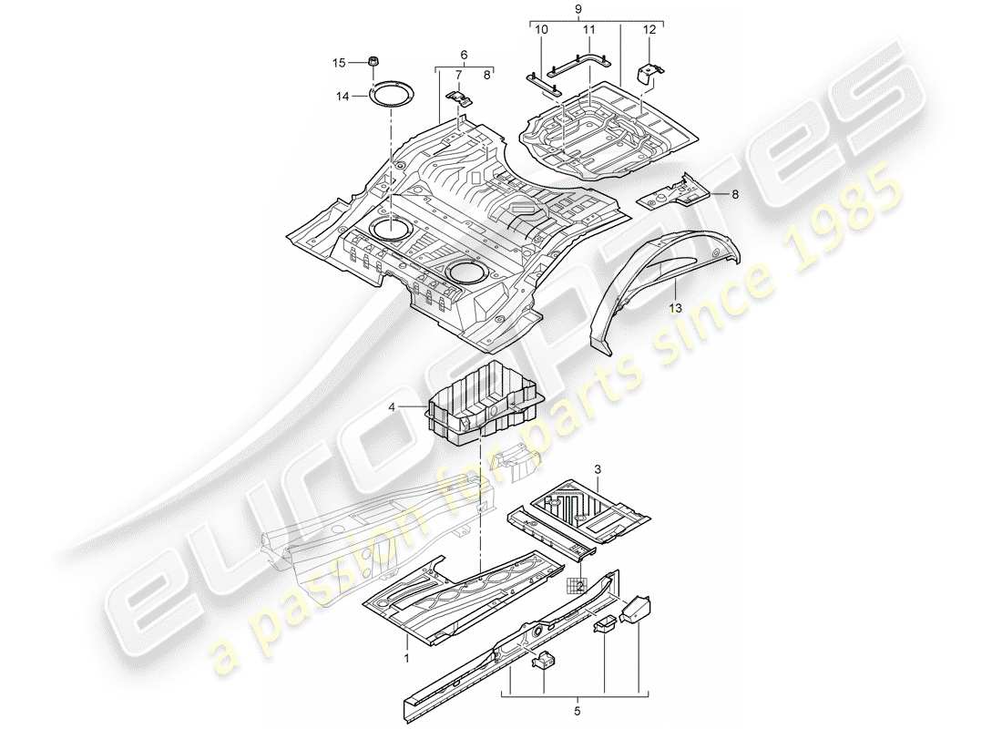 porsche cayenne (2009) floor part diagram