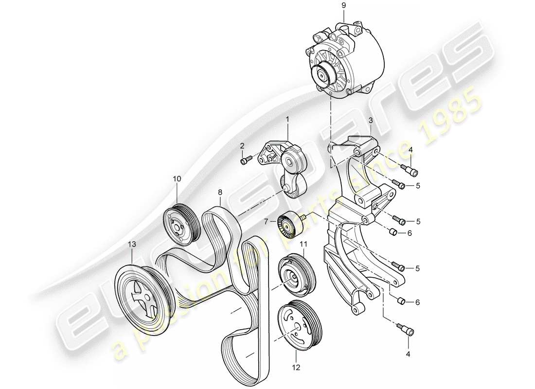 porsche cayenne (2008) belt tensioning damper part diagram