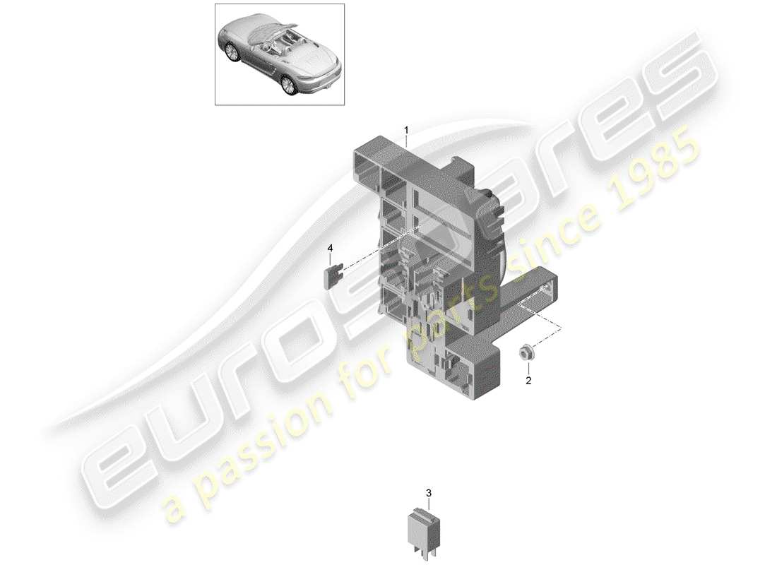 porsche 718 boxster (2017) fuse box/relay plate part diagram