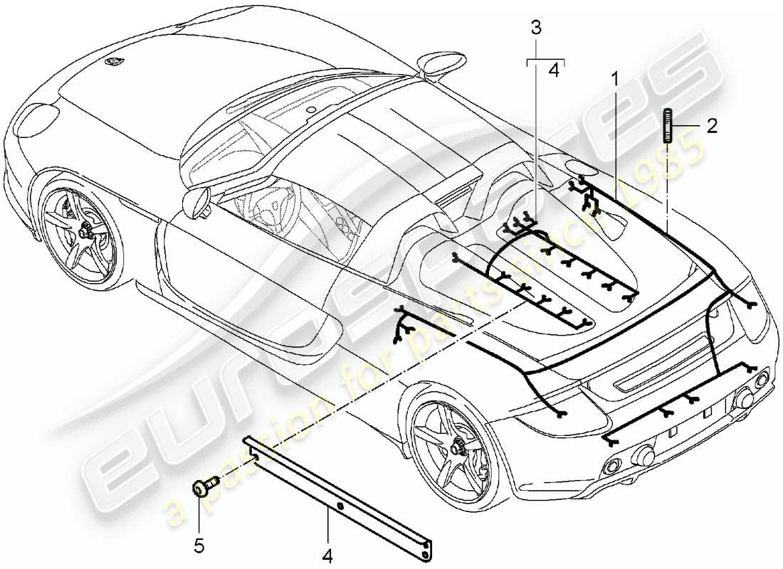 porsche carrera gt (2006) wiring harnesses - rear end - engine - repair kit - anti-locking brake syst. -abs- - brake pad wear indicator - rear axle part diagram