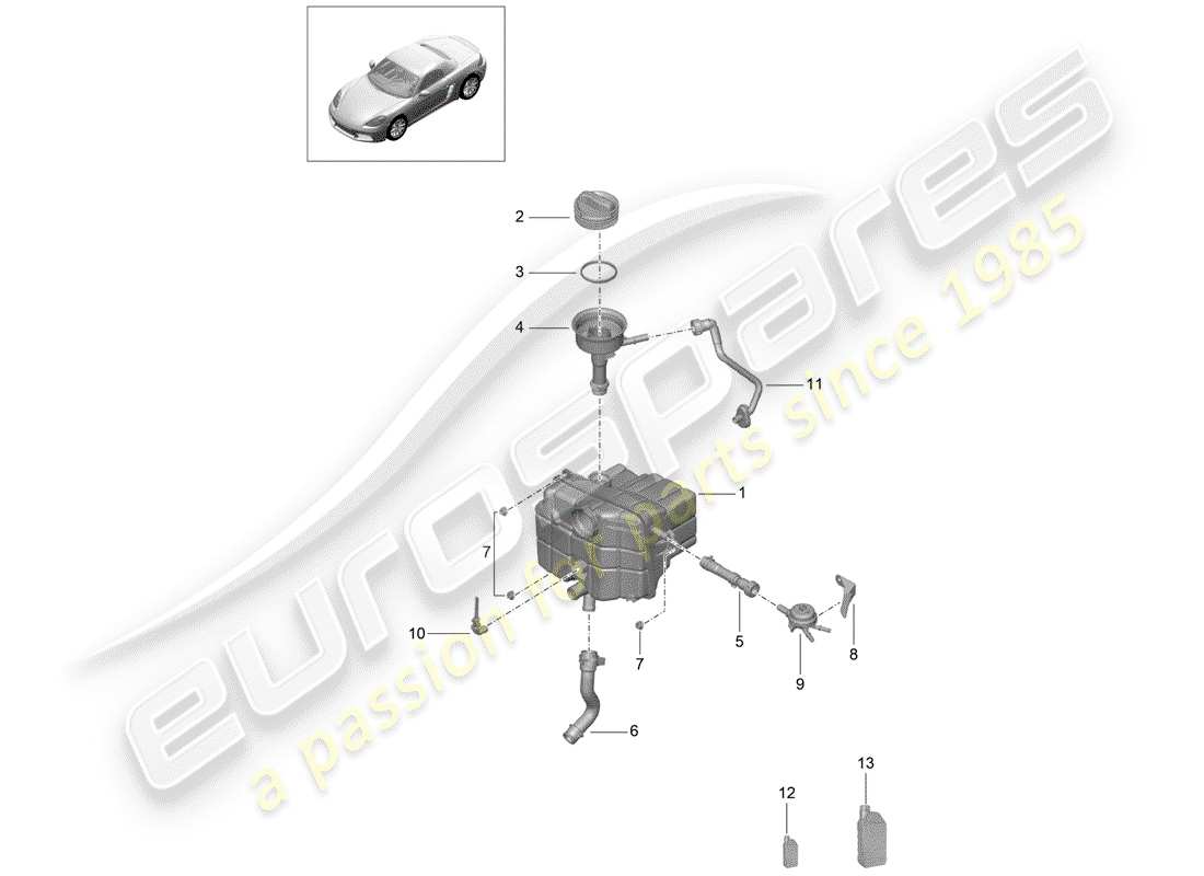 porsche 718 boxster (2017) water cooling part diagram