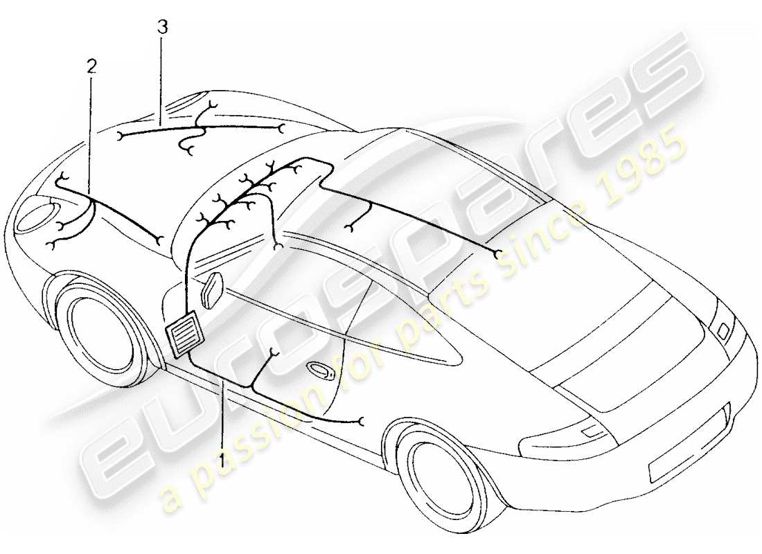 porsche 996 (2005) wiring harnesses - passenger compartment - glove box - front end - repair kit - anti-locking brake syst. -abs- - brake pad wear indicator - front axle part diagram