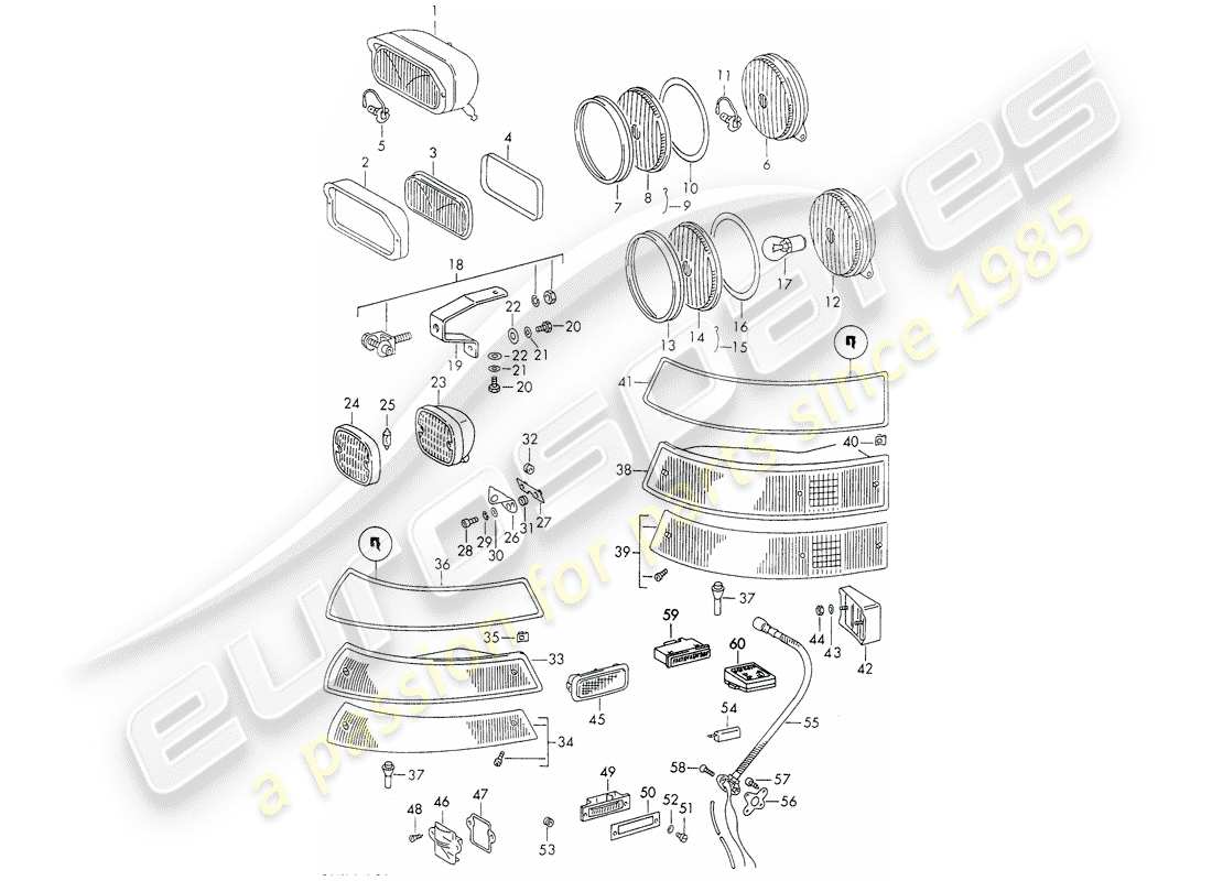 porsche 911 (1973) lighting part diagram