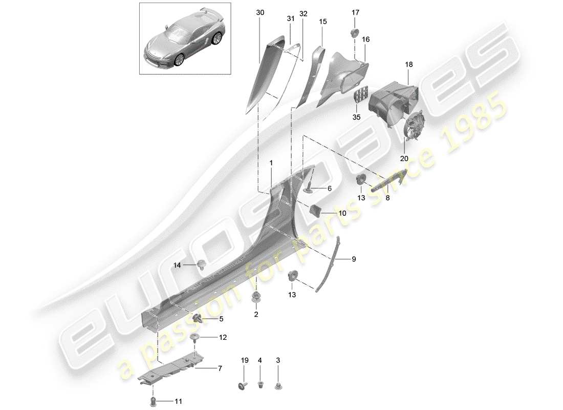 porsche 2016 side member trim part diagram