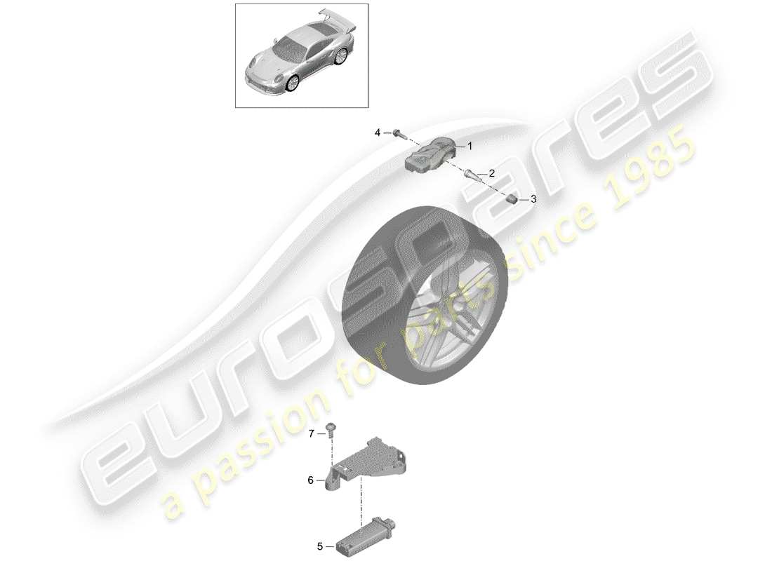 porsche 991 t/gt2rs tire pressure control system part diagram