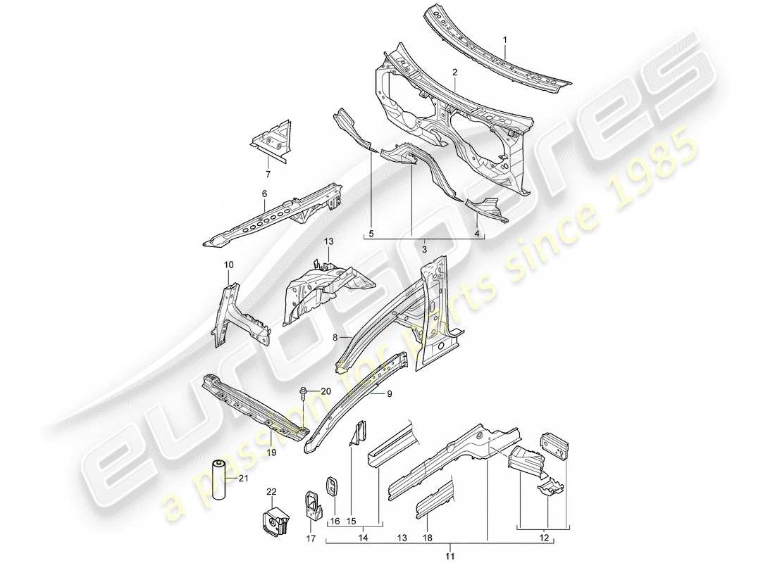 porsche cayenne (2009) front end part diagram