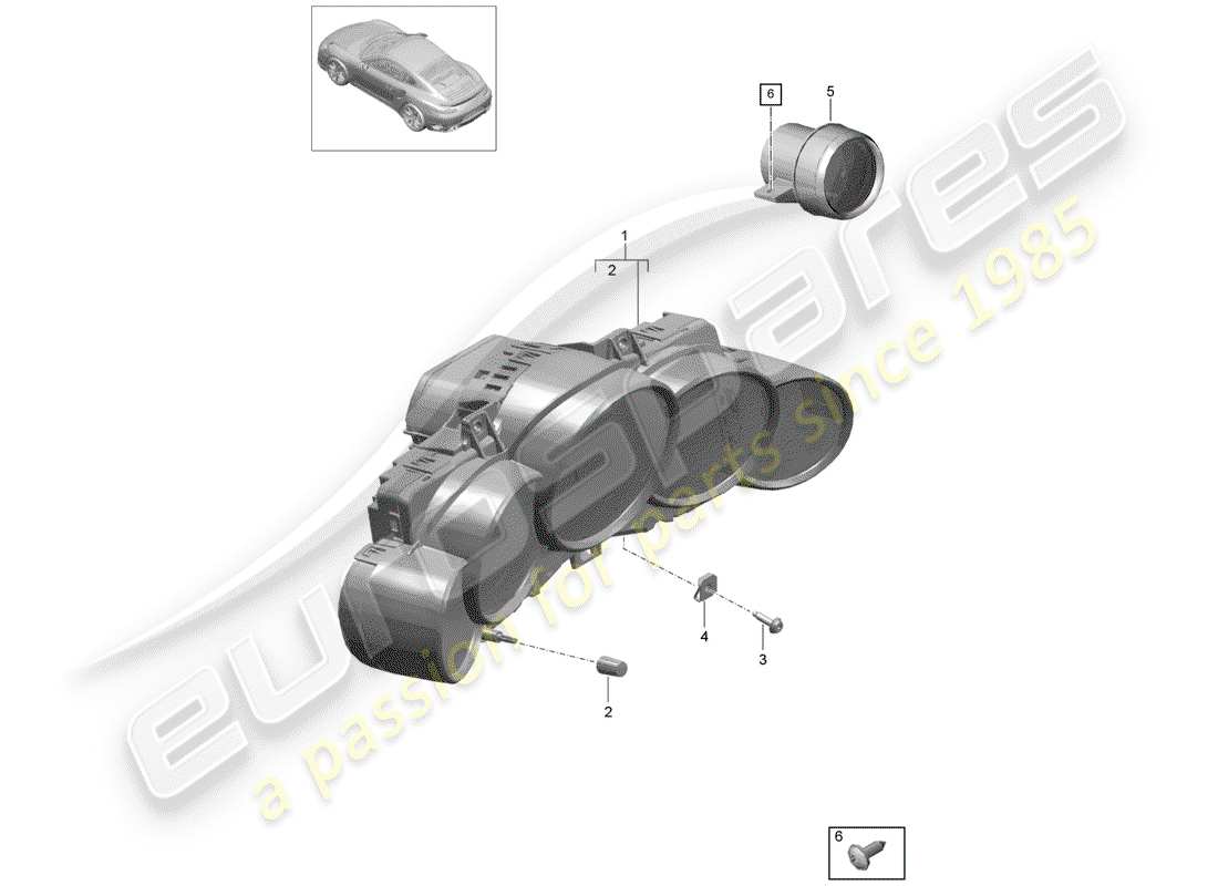 porsche 991 t/gt2rs instrument cluster part diagram