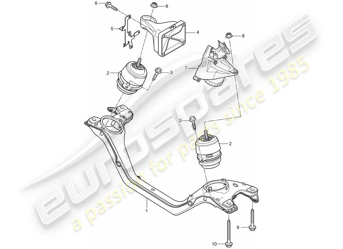 porsche cayenne (2009) engine lifting tackle part diagram